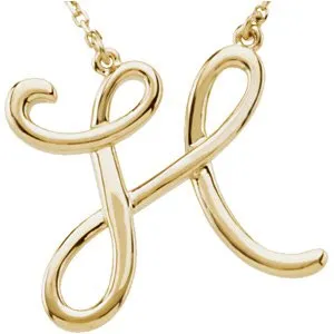 14K Yellow Script Initial A 16" Necklace