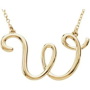 14K Yellow Script Initial A 16" Necklace