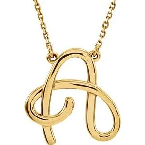 14K Yellow Script Initial A 16" Necklace