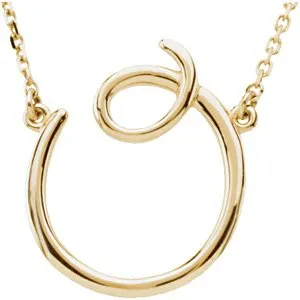 14K Yellow Script Initial A 16" Necklace