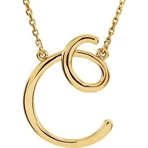 14K Yellow Script Initial A 16" Necklace