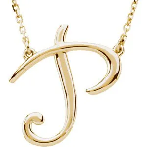 14K Yellow Script Initial A 16" Necklace