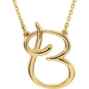 14K Yellow Script Initial A 16" Necklace