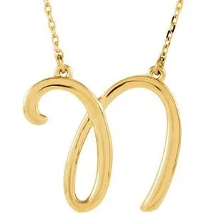 14K Yellow Script Initial A 16" Necklace