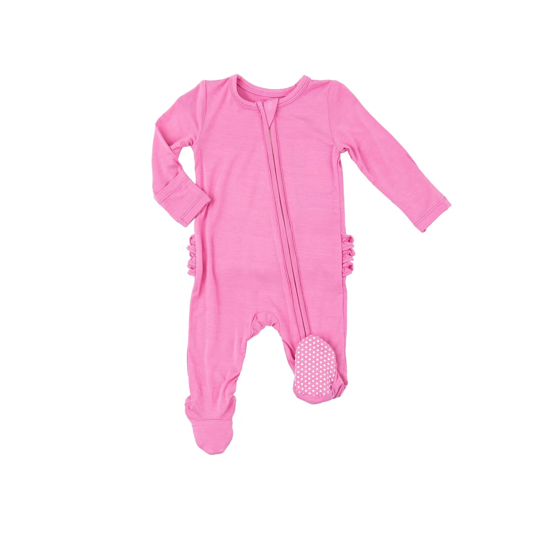 2-Way Zipper Ruffle Back Footie - Aurora Pink by Angel Dear