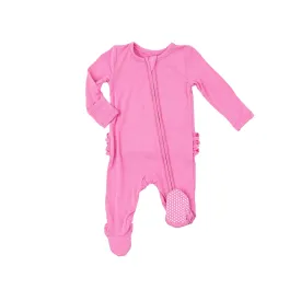 2-Way Zipper Ruffle Back Footie - Aurora Pink by Angel Dear