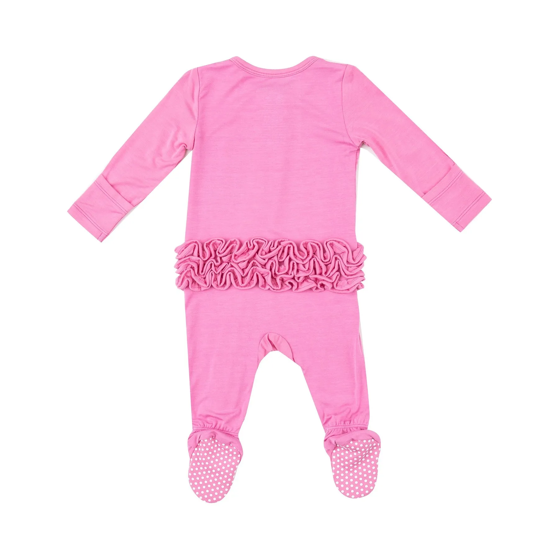 2-Way Zipper Ruffle Back Footie - Aurora Pink by Angel Dear