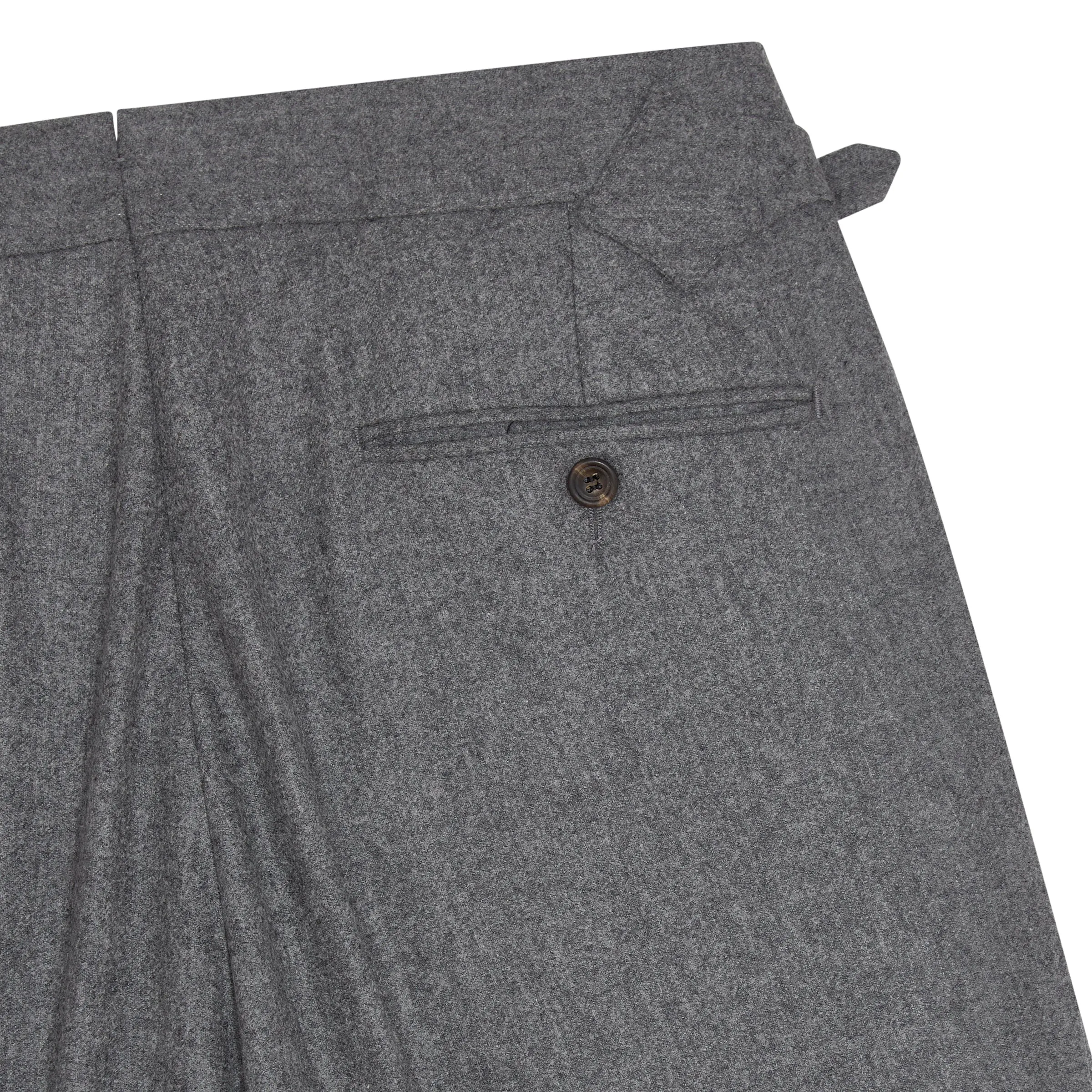 Aleks Mid Grey Wool Flannel Trousers