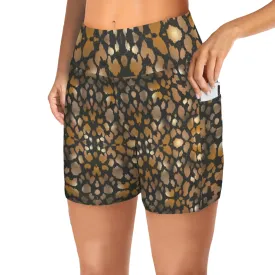 Animal Print Yoga Shorts with Pockets up to 5 XL (FWS)