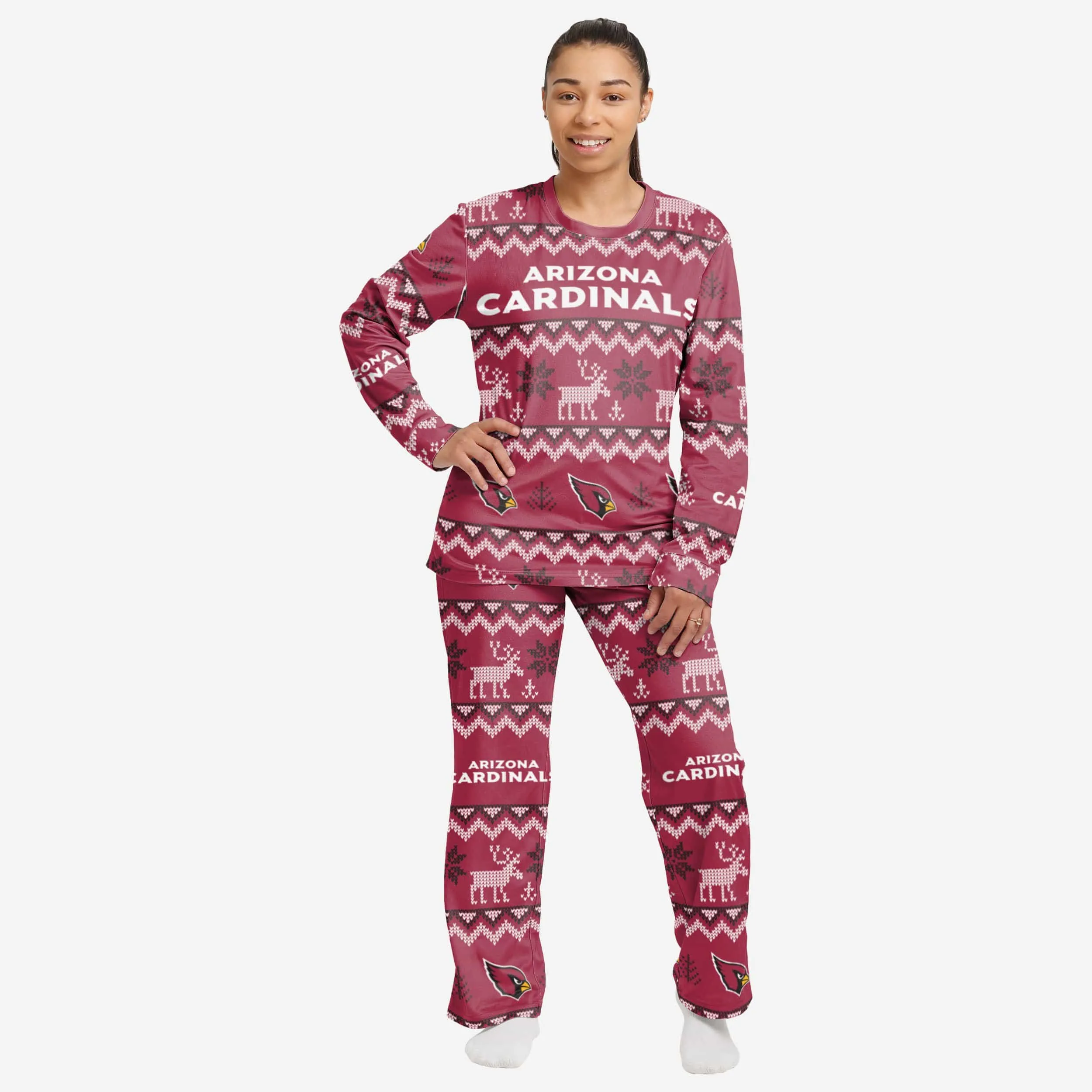 Arizona Cardinals Womens Ugly Pattern Family Holiday Pajamas