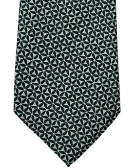 Armani Silk Tie Black Silver Geometric