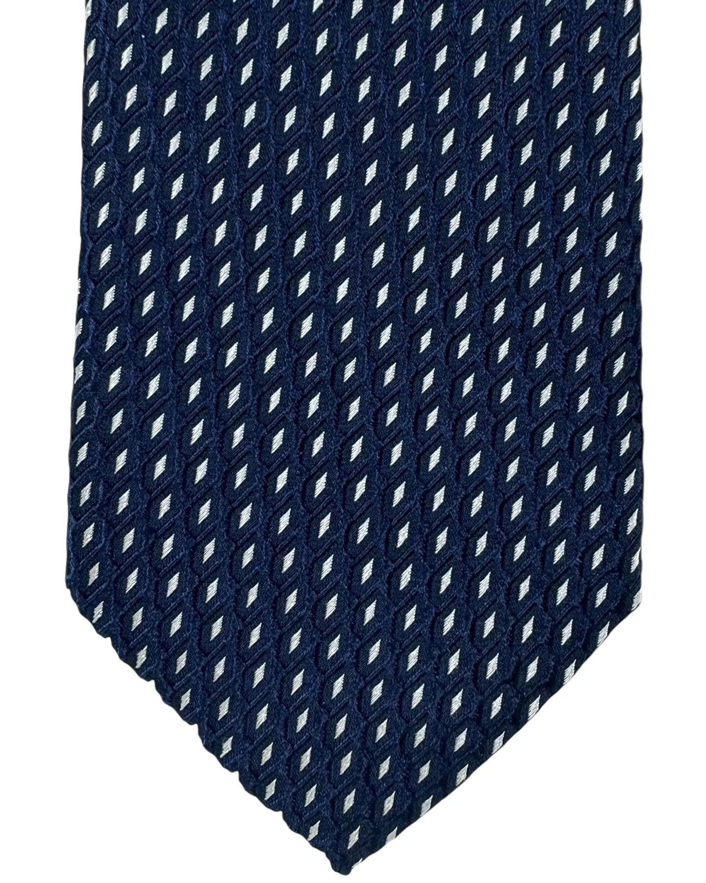 Armani Silk Tie Dark Blue White Diamonds