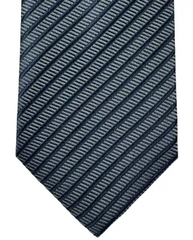 Armani Silk Tie Gray Midnight Blue Stripes