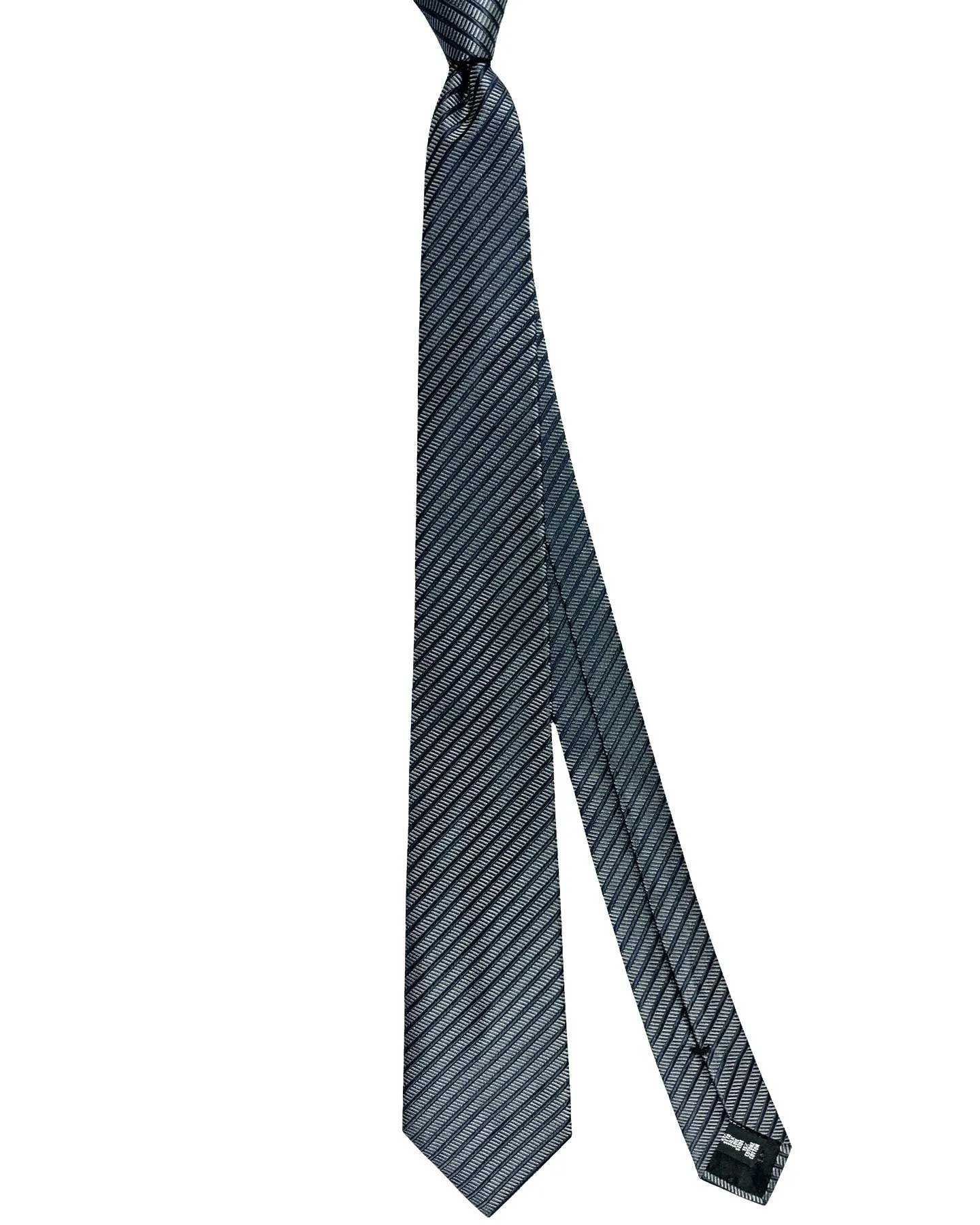 Armani Silk Tie Gray Midnight Blue Stripes