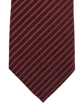 Armani Silk Tie Maroon Silver Stripes Armani Collezioni