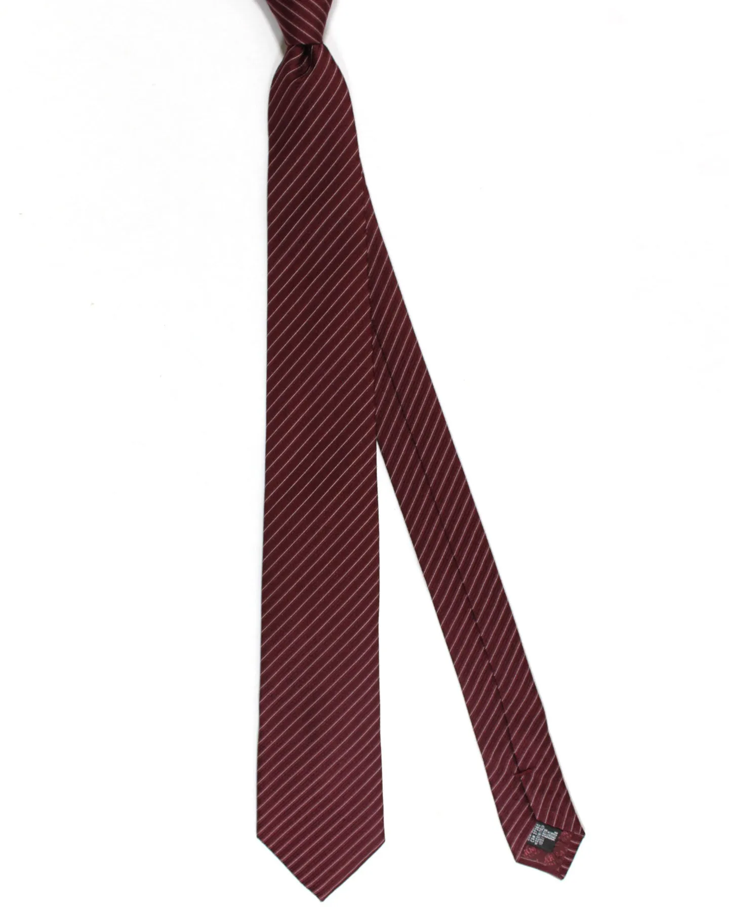 Armani Silk Tie Maroon Silver Stripes Armani Collezioni