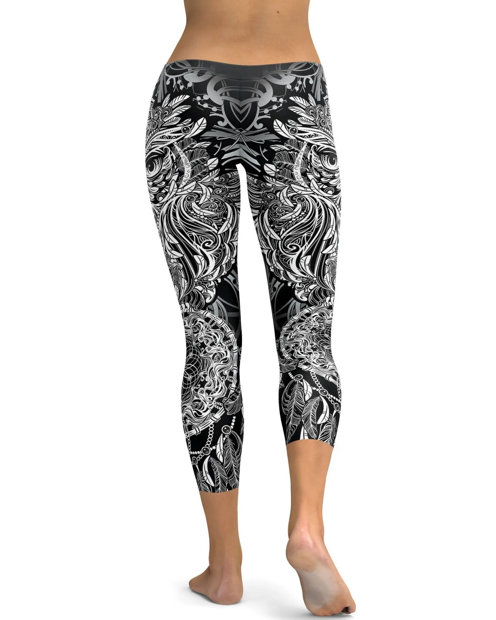 B&W Ornamental Owl Capris