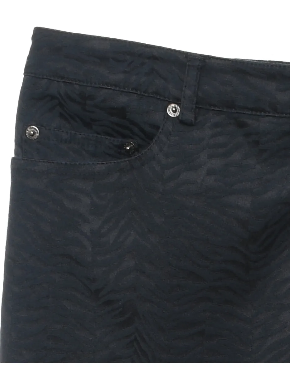 Black Metallic Patterned Trousers - W34 L32