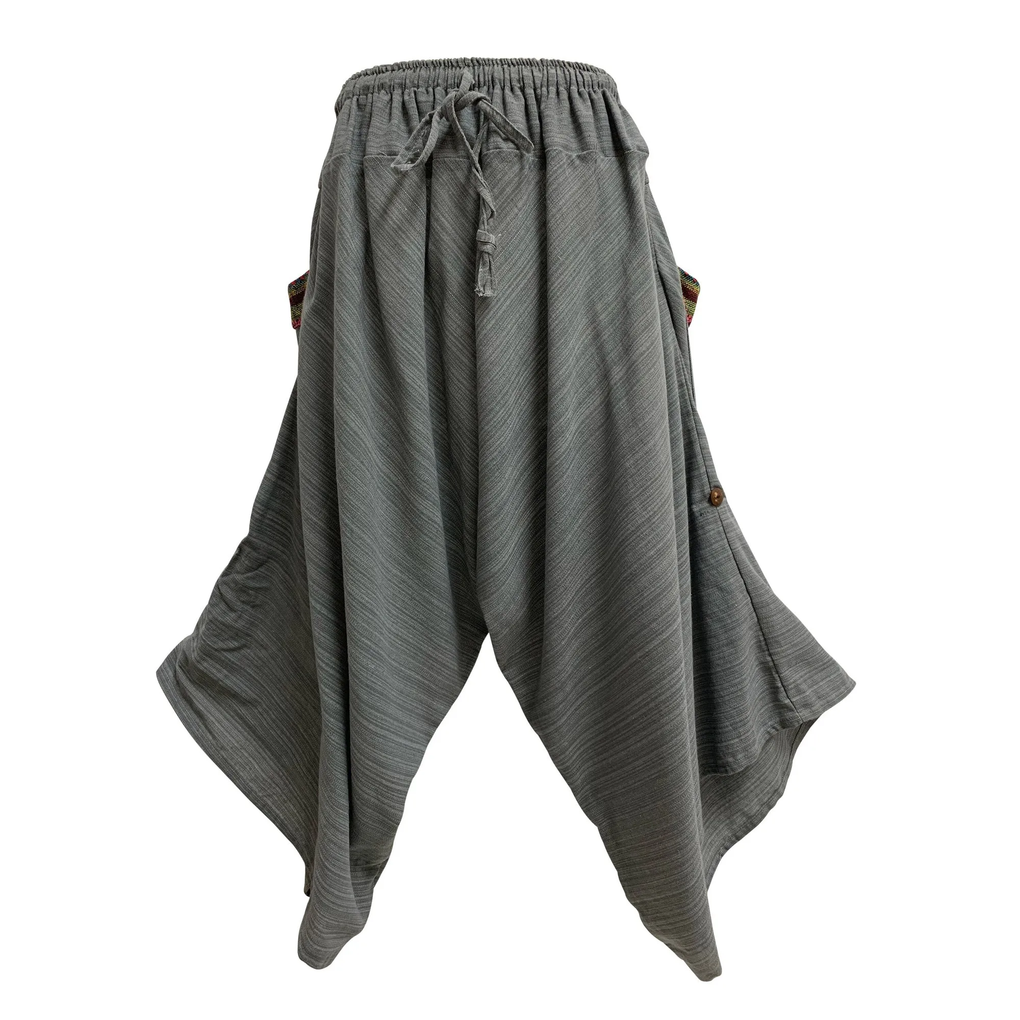 Boho Unisex Cotton Ethnic Saadhu Baggy Long Shorts Men's Women's Wide Leg Capri Palazzo