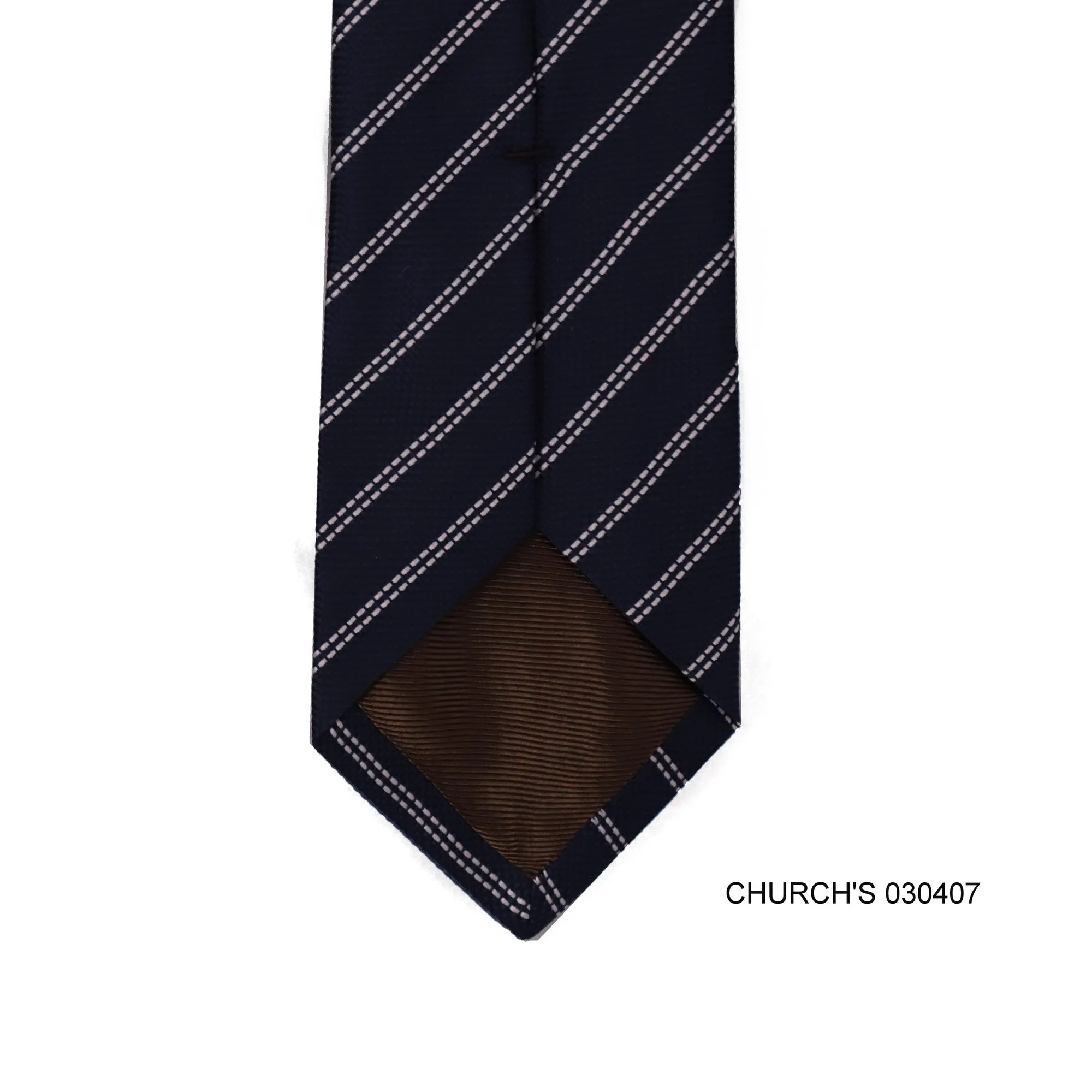 Church's woven white dot stripe with dark Navy background