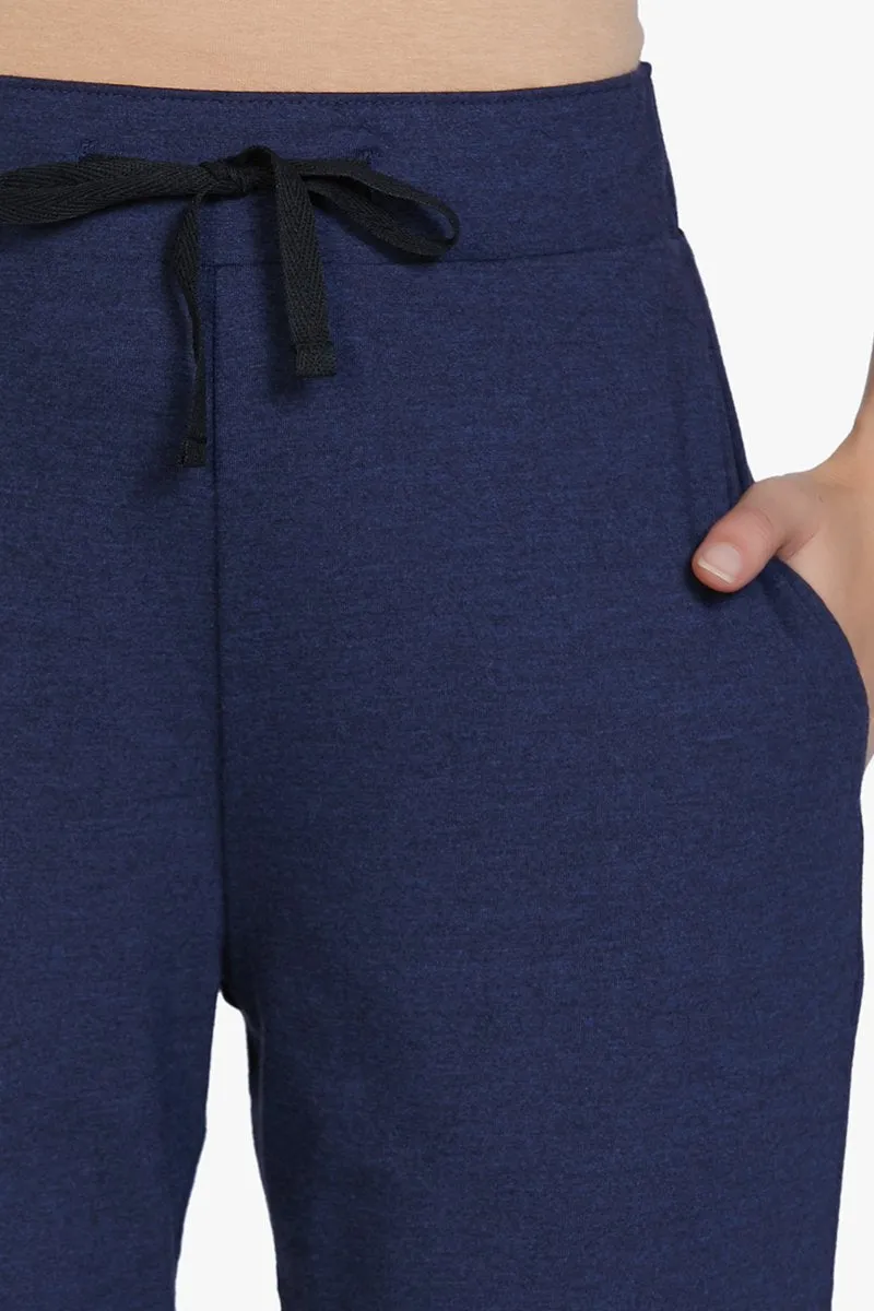 Cotton Blend Capri Pants - Navy