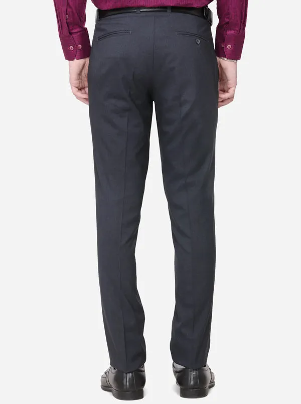 Dark Blue Solid Super Slim Fit Formal Trouser | Greenfibre