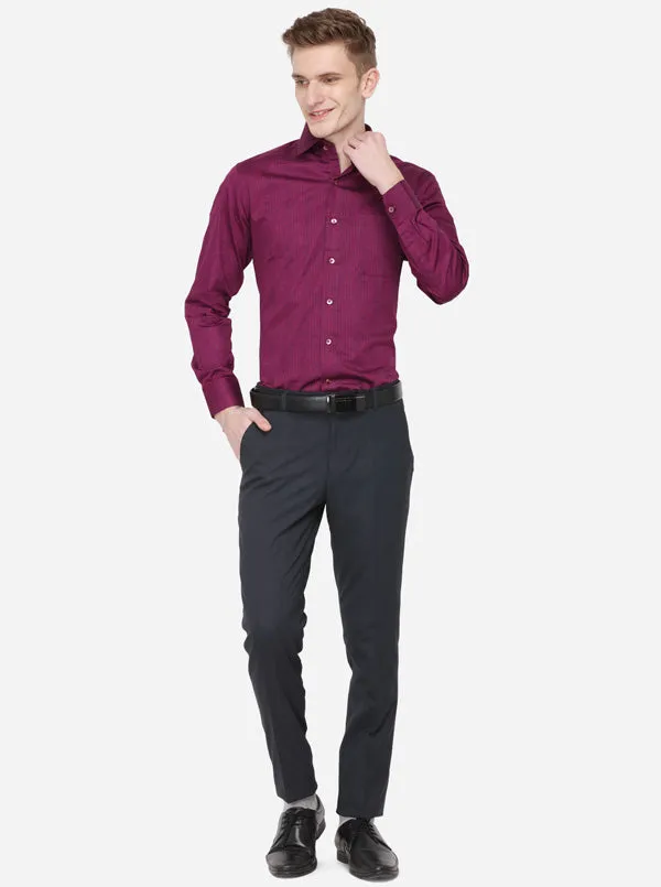 Dark Blue Solid Super Slim Fit Formal Trouser | Greenfibre