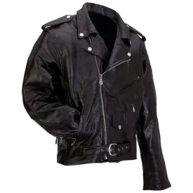 Diamond Plate Rock Design Genuine Buffalo Leather Motorcycle Jacket- 6x