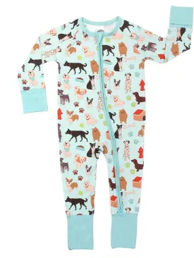 Dogs Bark Pets Bamboo Baby Pajamas Convertible Footie