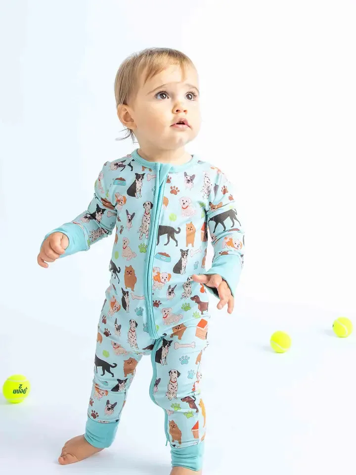 Dogs Bark Pets Bamboo Baby Pajamas Convertible Footie