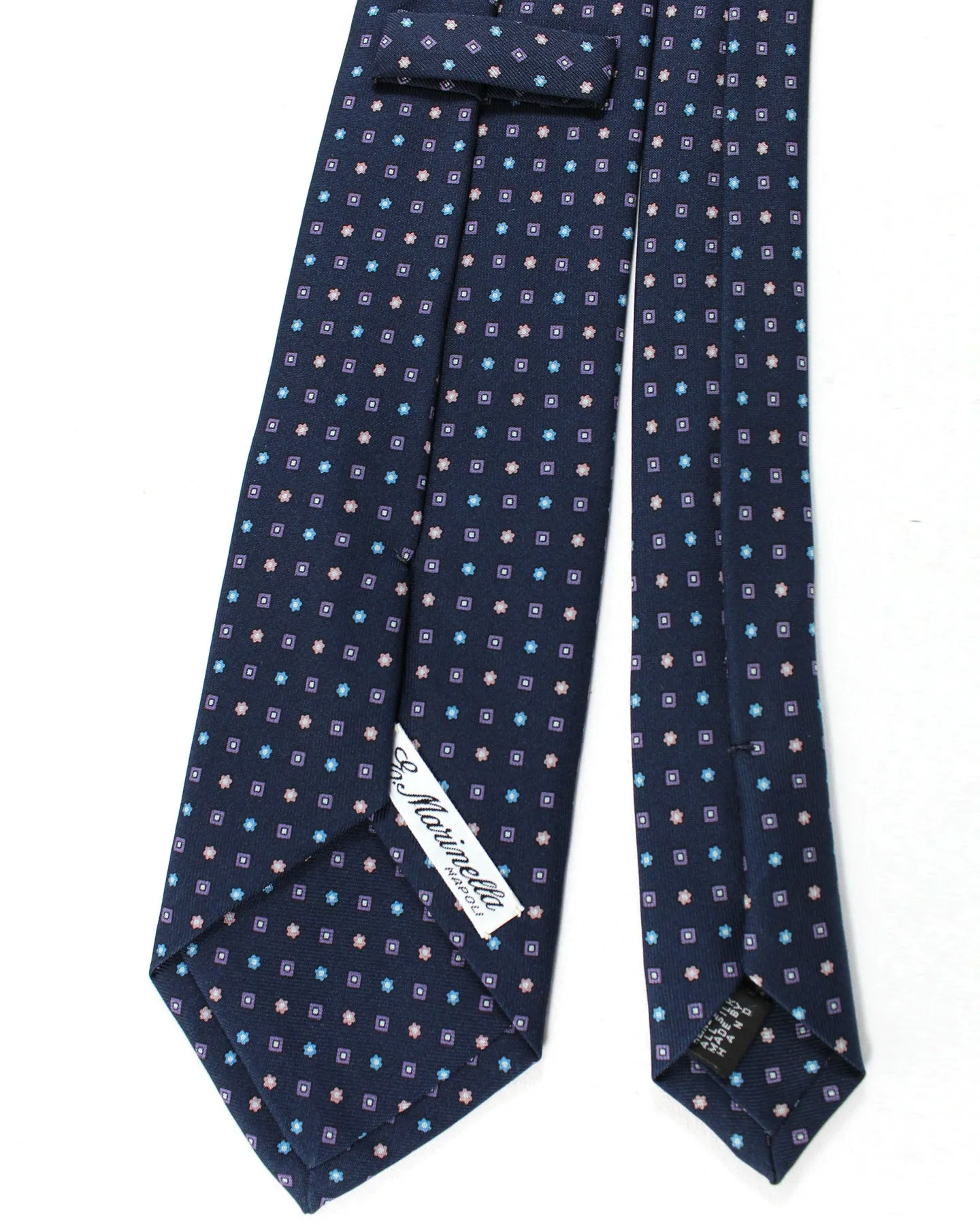 E. Marinella Tie Dark Blue Geometric Design