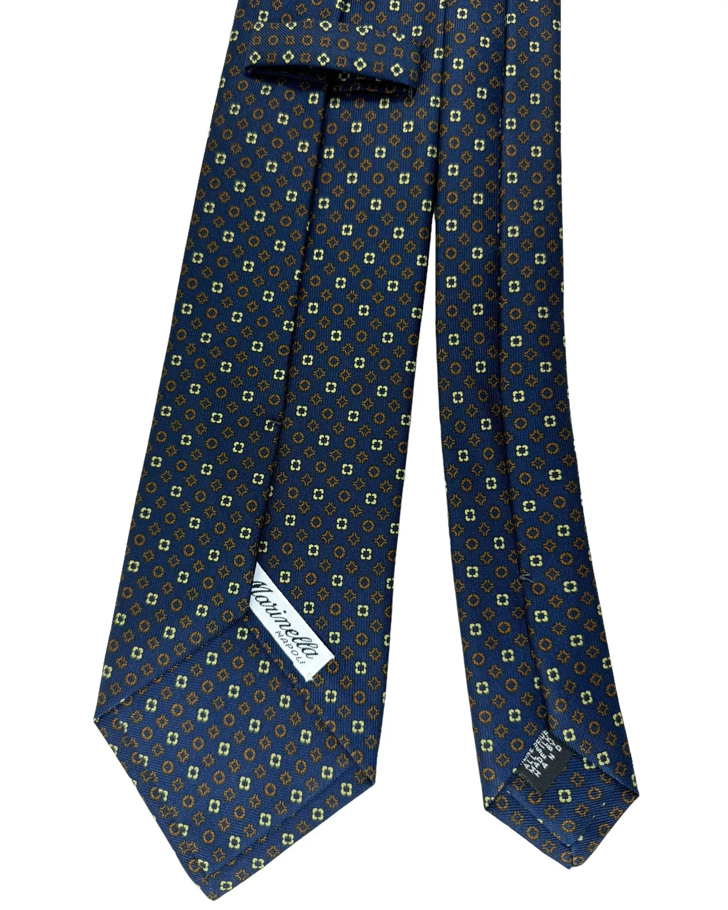 E. Marinella Tie Midnight Blue Brown Micro Pattern Design