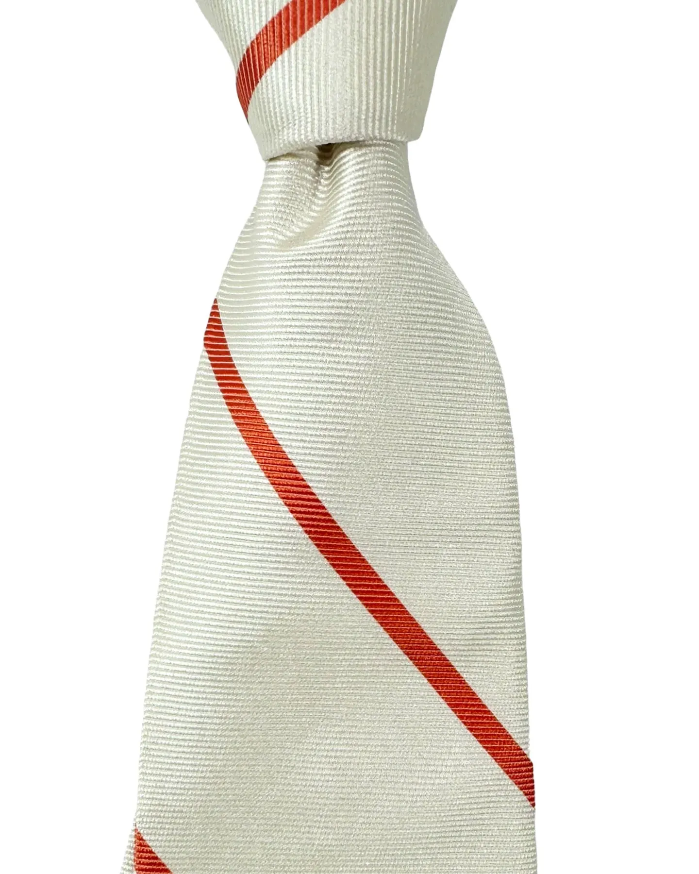 E. Marinella Tie White Silver Orange Stripes FINAL SALE