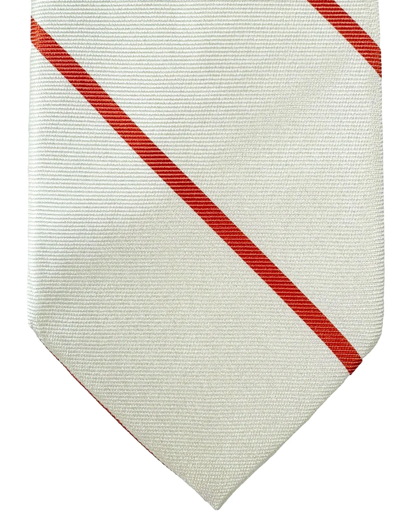 E. Marinella Tie White Silver Orange Stripes FINAL SALE