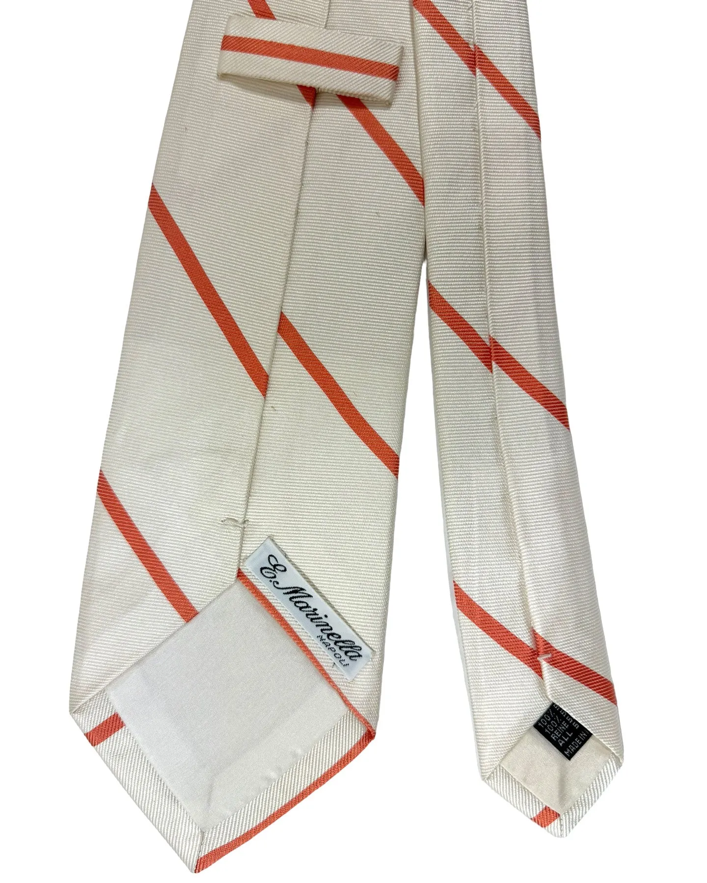 E. Marinella Tie White Silver Orange Stripes FINAL SALE