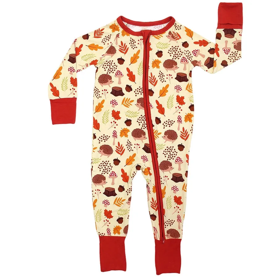 Fall Woodland Whimsy Hedgehog Bamboo Convertible Pajamas