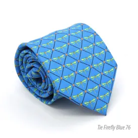 Firefly Blue Necktie with Handkerchief Set