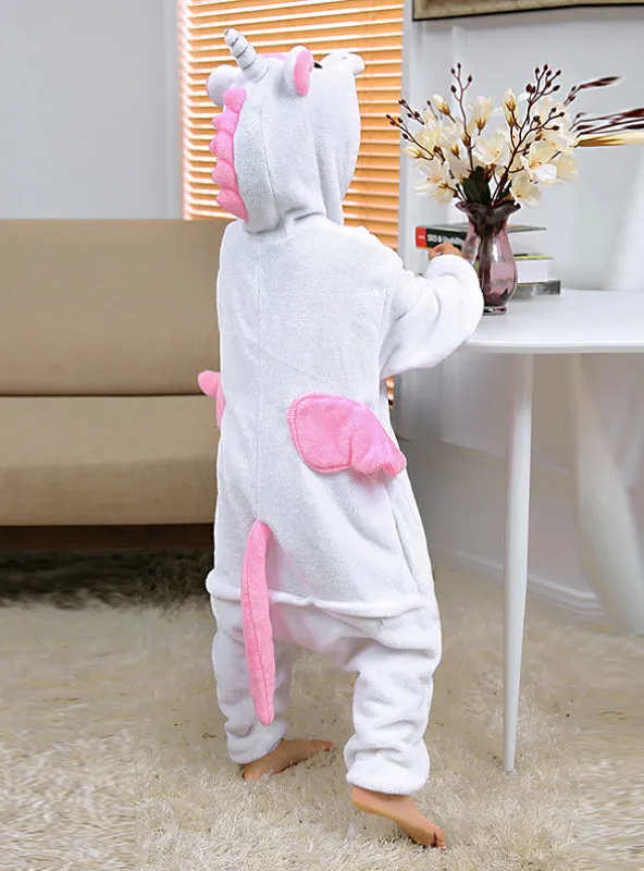 Flannel Powder Unicorn Cartoon Animal Conjoined Pajamas