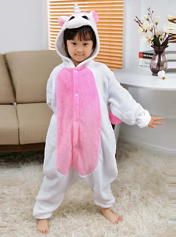 Flannel Powder Unicorn Cartoon Animal Conjoined Pajamas