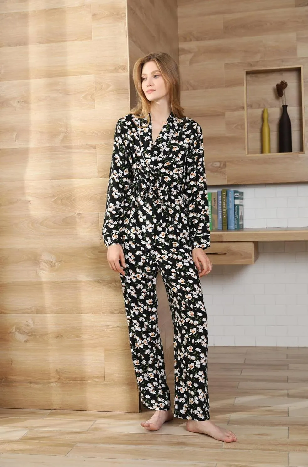 Floral Wrap Top & Trouser Pajamas