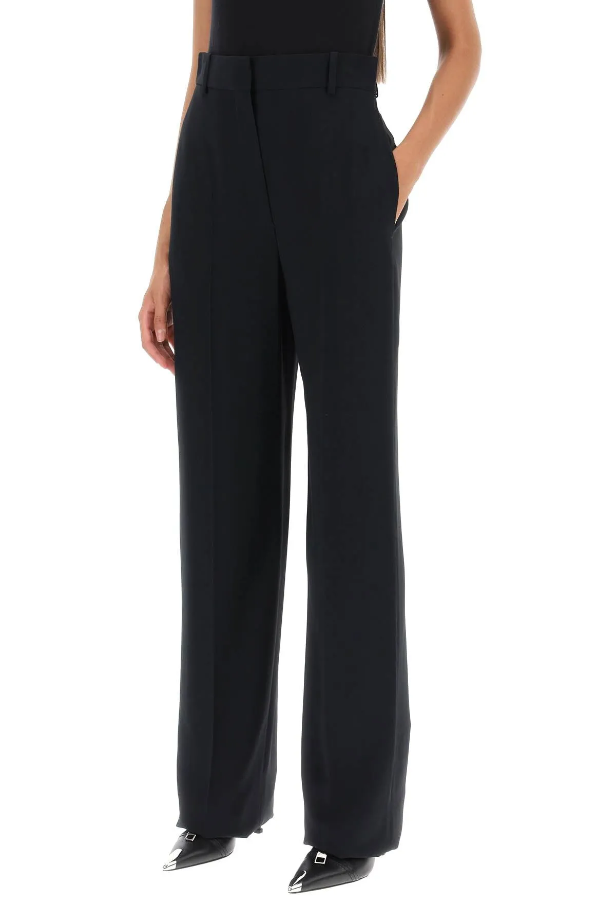 fluid crepe trousers