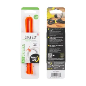 Gear Tie Reusable Rubber Twist Tie 2 Pk - Bright Orange 12 In