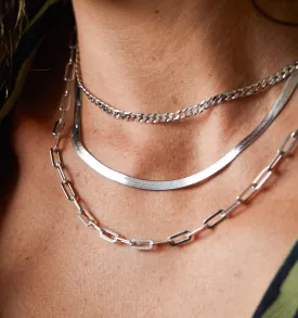 Herringbone Chain Necklace Silver