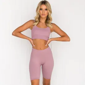 High Stretch Solid Seamless Shorts Set