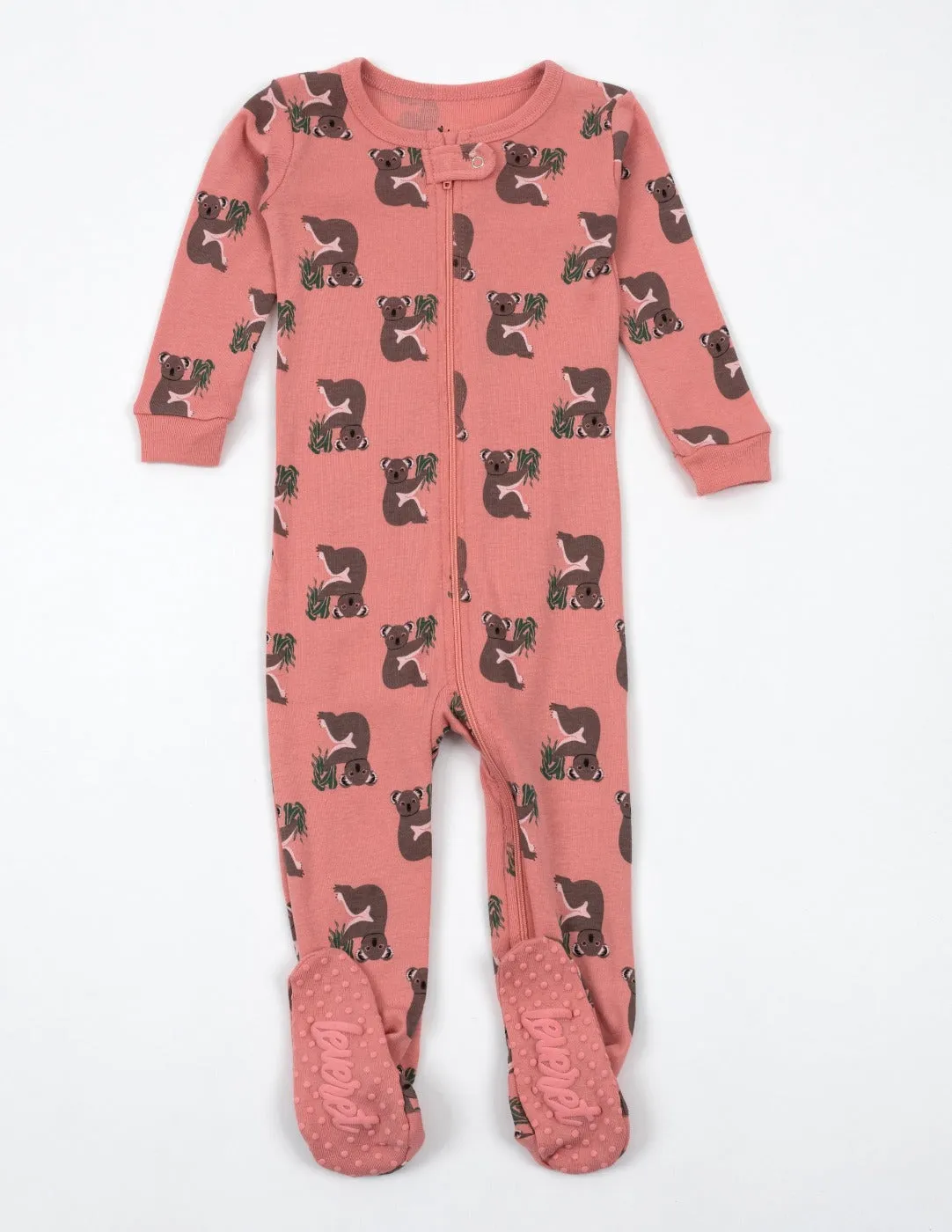 Kid's Footed Pink Koala Cotton Pajamas