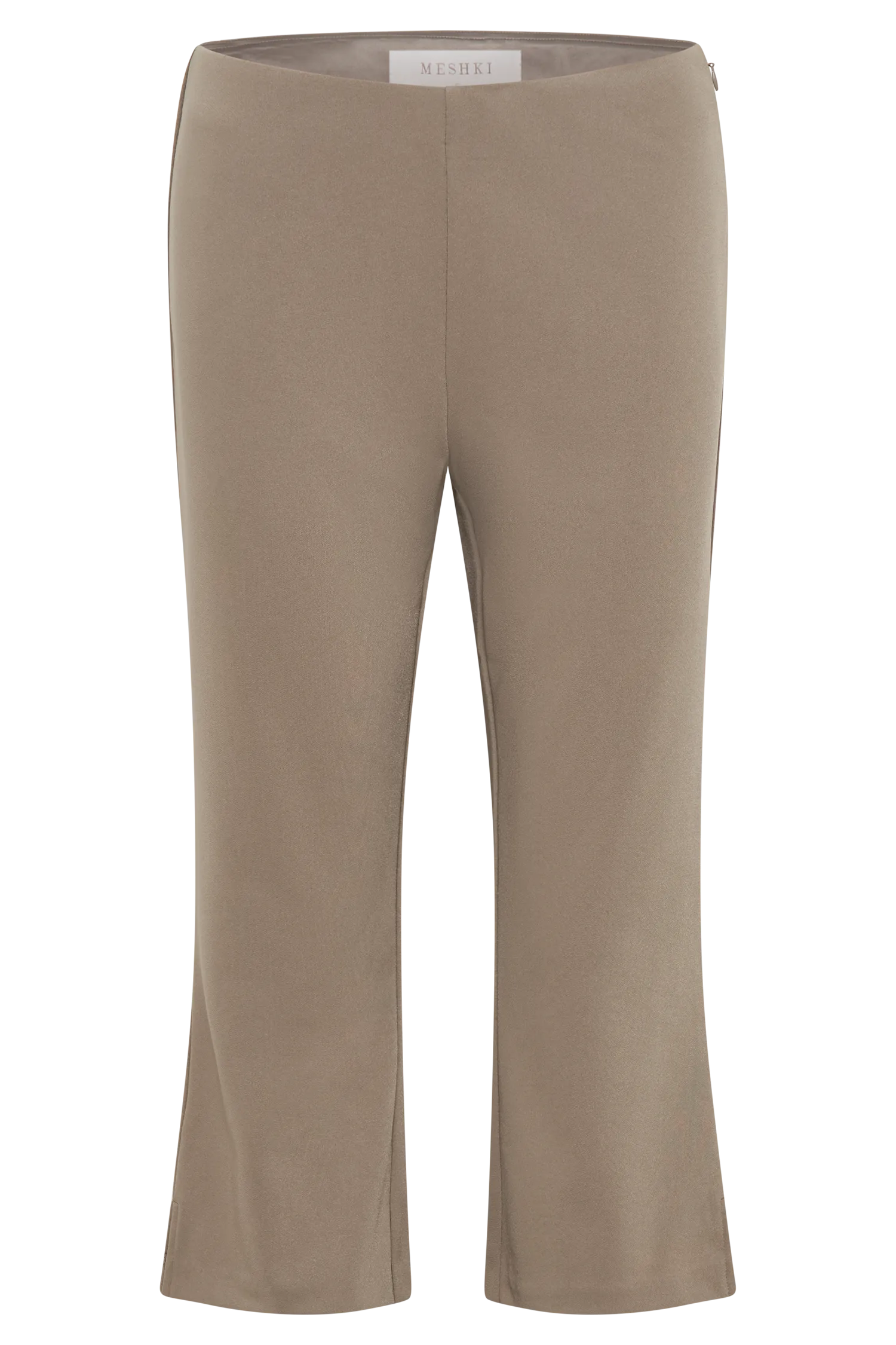 Layla Flared Crepe Capri Pants - Mushroom