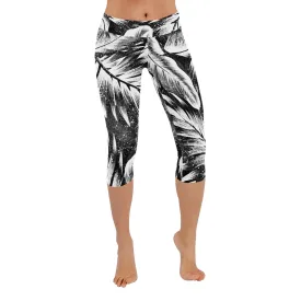 Leaves 1 B & W Capri Leggings up to 5 XL