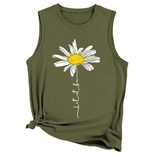 Let It Be Daisy Tank Women Daisy Vintage Graphic Shirt