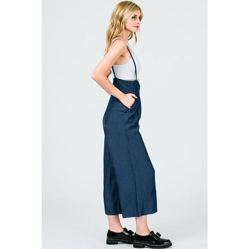 LITZ LA Tencel High Waist Suspender Wide  Leg Jumpsuit