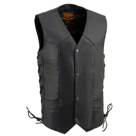 LKY3860 Youth Size Black Leather Side Lace Biker Vest